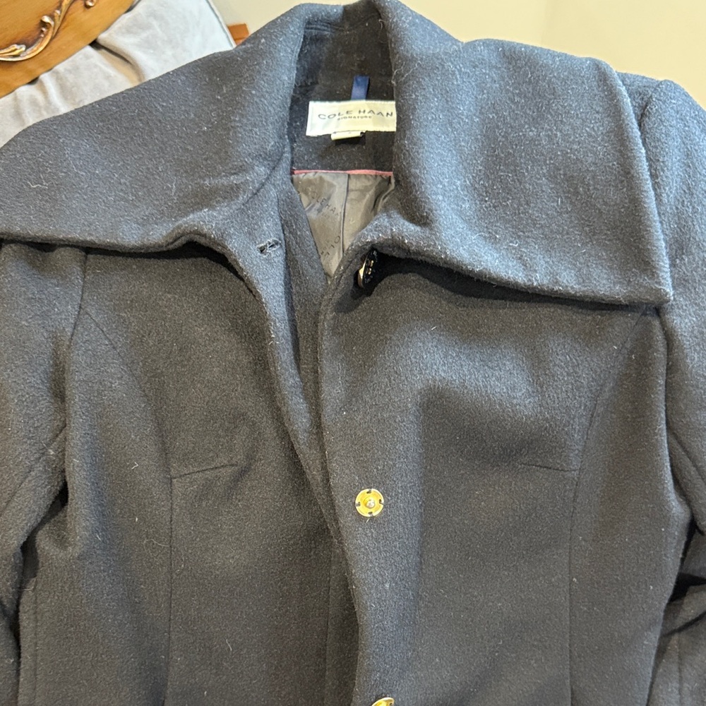 Cole Haan Signature Women's Black Classic Pea Coat Size 6-8 Excellent Like New - Picture 2 of 10
